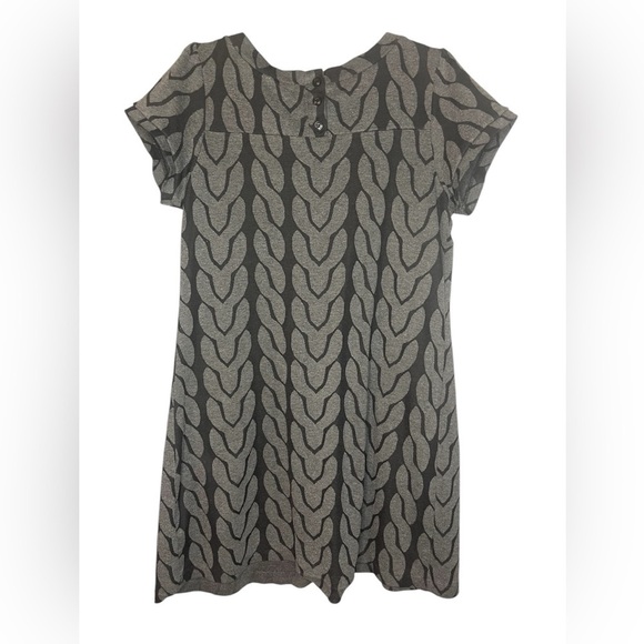 En Focus Women Gray Knit Print A-Line Short Sleeve Dress - Size 14W - Picture 2 of 11